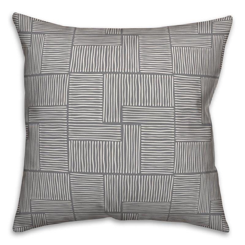  Coussin Blocks, Gris géométrique 1, 18 po x 18 po