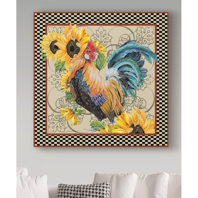 « tournesol coq », reproduction d’impression sur toile tendue, H 14 po x l 14 po x P 2 po