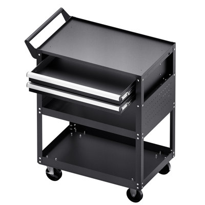 5-Tier Tool Cart with Wheels, 400 lbs Load Capacity, Rolling Work Cart with 2 Drawers Pegboard, Mechanic Tool Storage Organizer with Locking System