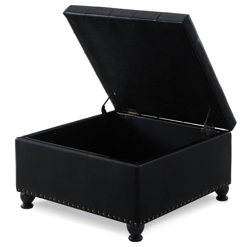 Black Faux Leather Storage With Construction And Space Robust Frame Option