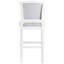 Tabouret de bar blanc avec hauteur de 31 pouces, siège et dossier rembourrés gris, design texturé et orné pour la cuisine de bar à pieds tournés