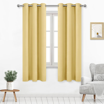 2 Thick Panels Room Darkening Blackout Curtains, Thermal Insulated Block Out Light Grommet Drapes