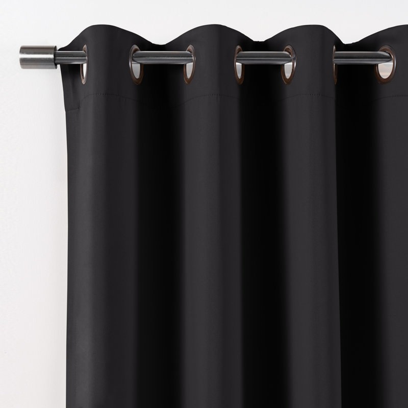 Alysheeya Polyester Blackout Single Curtain Panel, 52" W x 63" L, Black