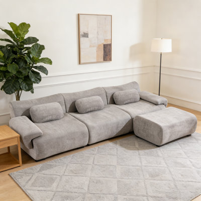 Canapé modulaire en chenille 3 + 1 - siège profond, ensemble modulaire rempli de compression