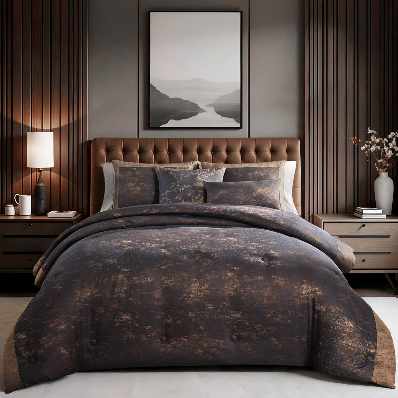 Bebejan Texture Jacquard 5 Piece Comforter Set, King Comforter + 4 Additional Pieces