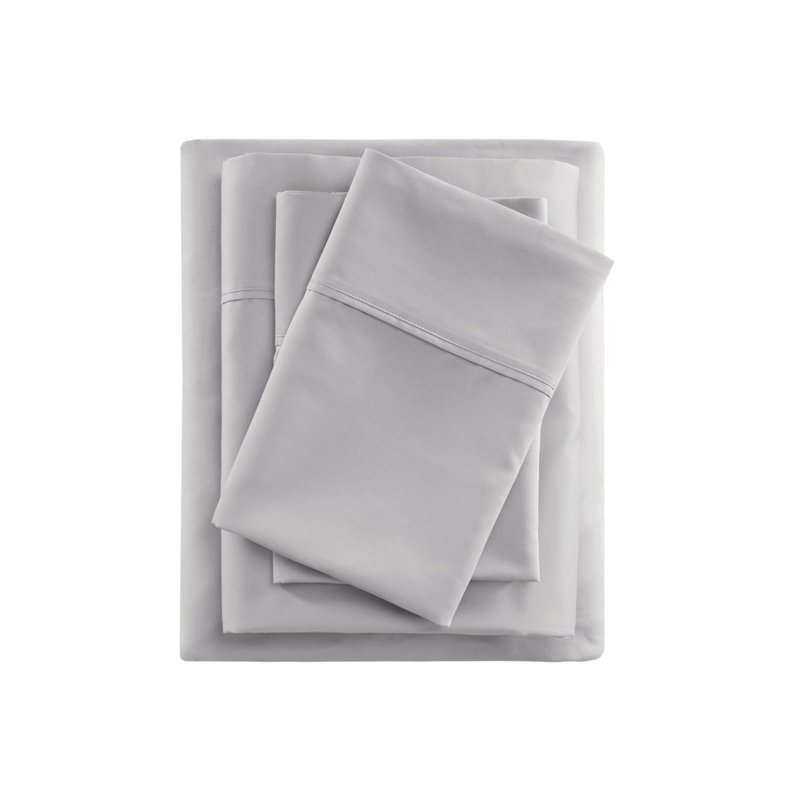 Ensemble de draps 4 pièces en mélange de coton à refroidissement complet, gris