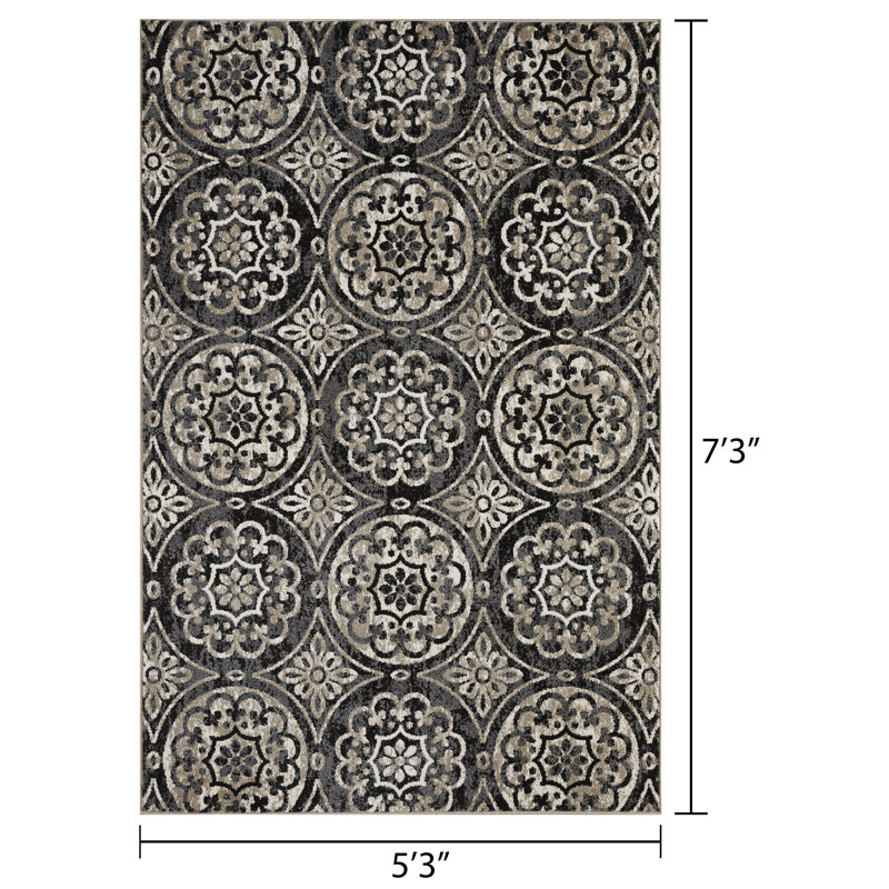 Tapis gris Darbyville, Rectangle 5 pi 3 po x 7 pi 3 po