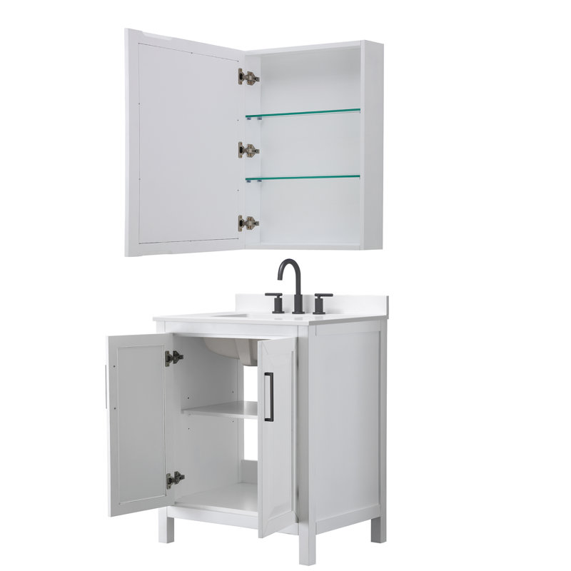 Daria 30'' W Vanity, Matte Black, White, White Quartz