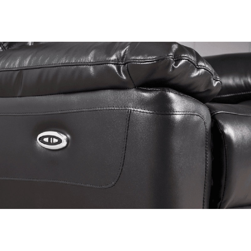 Celarian Genuine Leather Electric Power Recliner 3 Seater, Black