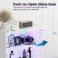 Tall Bedside Table with RGB Lighting, Charging Station & Display Shelves-2010699558