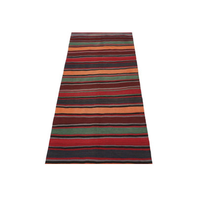 Vintage Kilim In Red With Multicolor Stripes, From Rug & Kilim