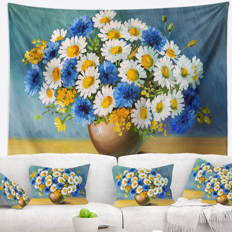 Bouquet de tapisserie de fleurs de printemps Floral, H 32 po x l 39 po