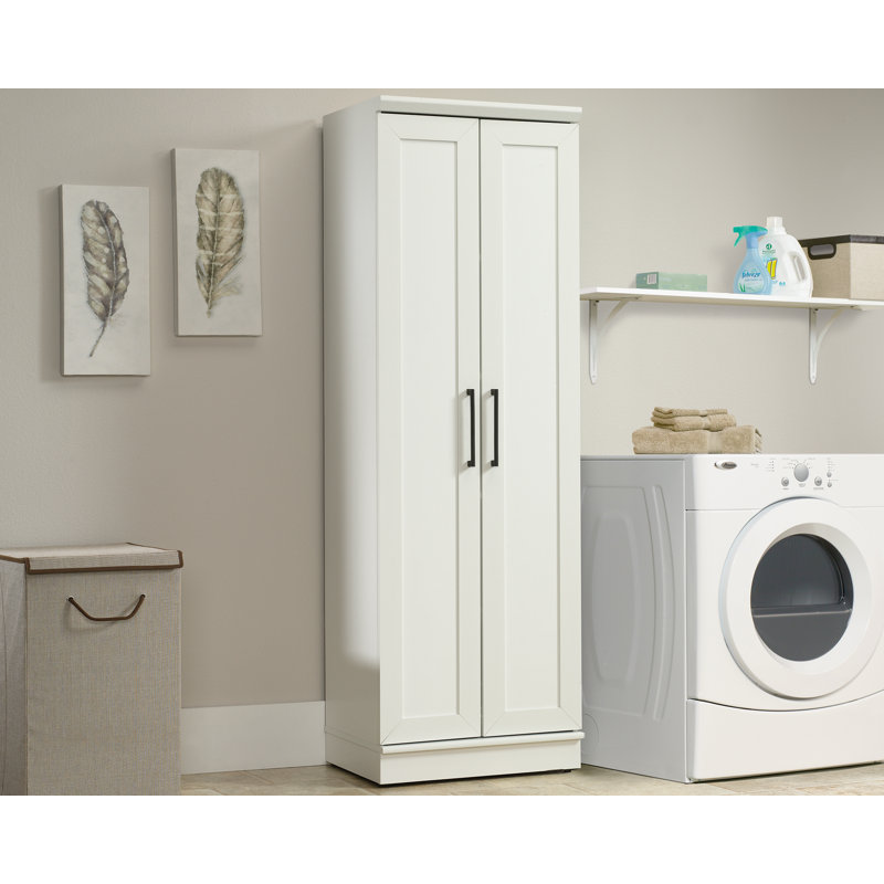 Soft White Tall Kitchen Storage Cabinet with Adjustable Shelves