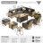 Carolle 13 Piece Patio Sectional Furniture With Swivel Rocking Chairs, Rattan Wicker Coversation Set With Glowing Coffee Table, Outdoor Sofa Set With Fire Pit For Outside Porch Balcony Backyard Pool-2140750609