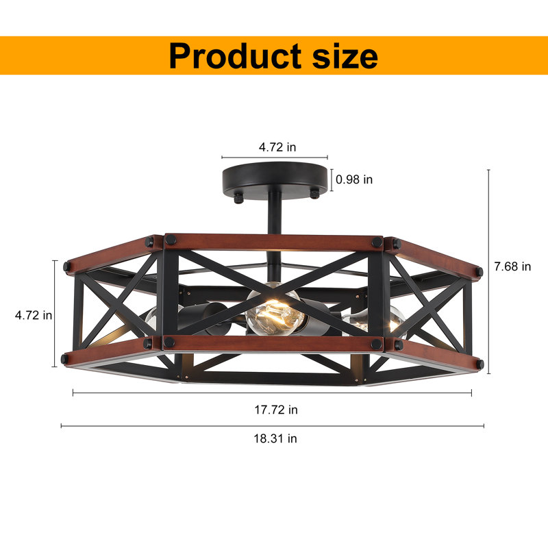 3-light Semi Flush Mount Light 