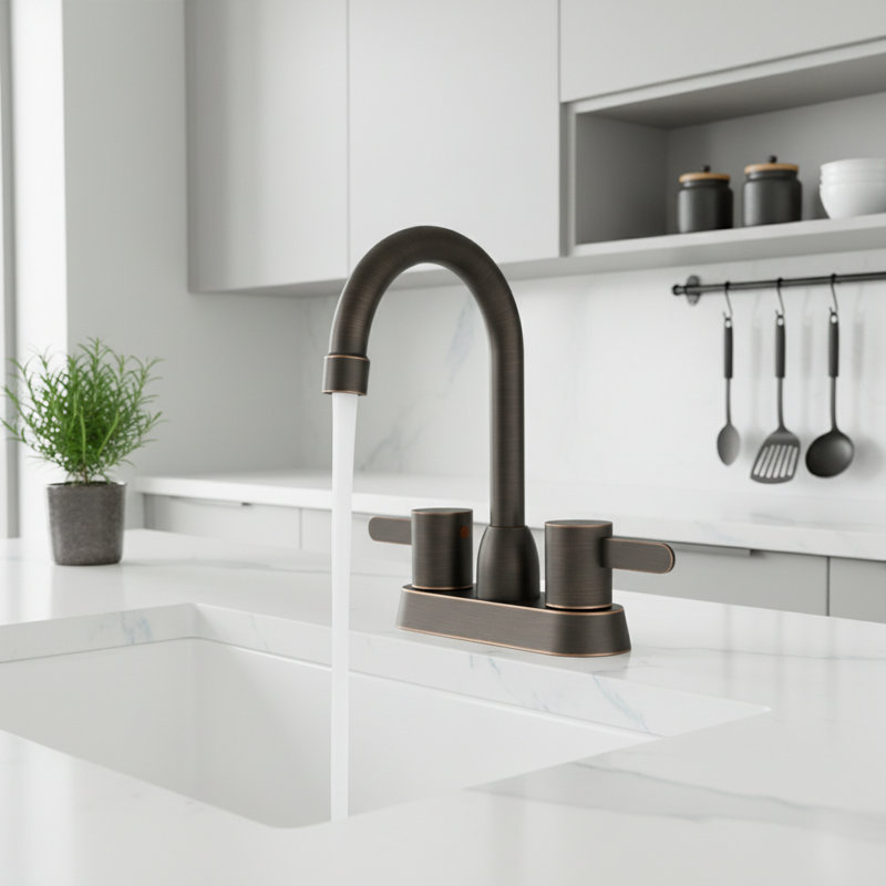 Robinet pour salle de bain à poignée double (ensemble de 2), Bronze frotté à l'huile