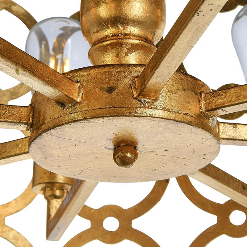 Ringlet 8 - Light Single Drum Chandelier, Gold Leaf