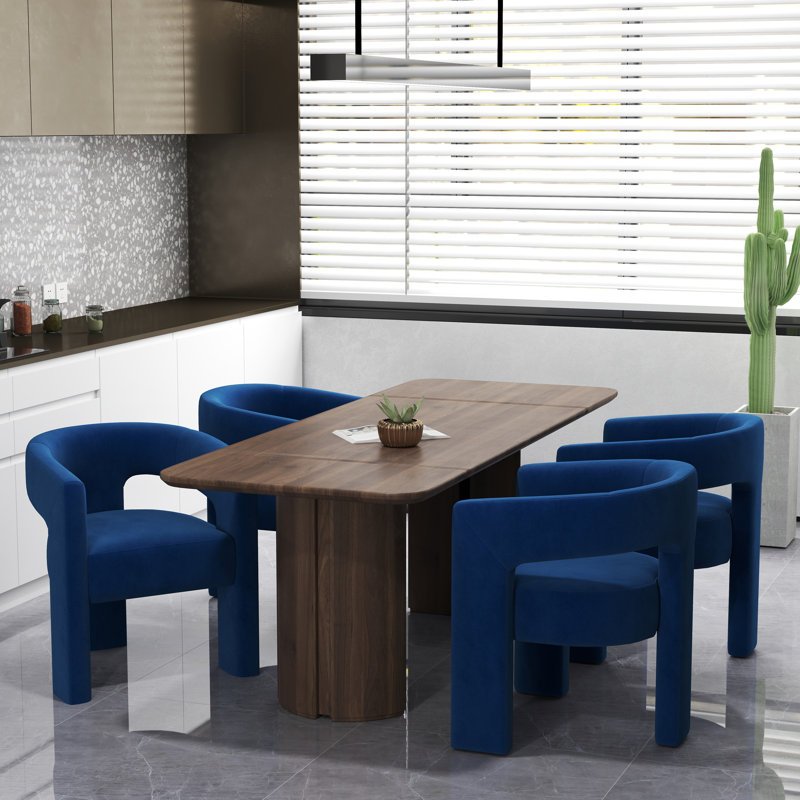 Chaise rembourrée en velours, Marine