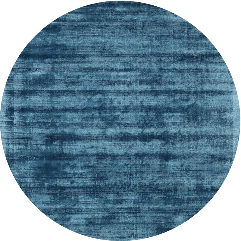 Tapis contemporain bleu foncé, Rond 3 pi