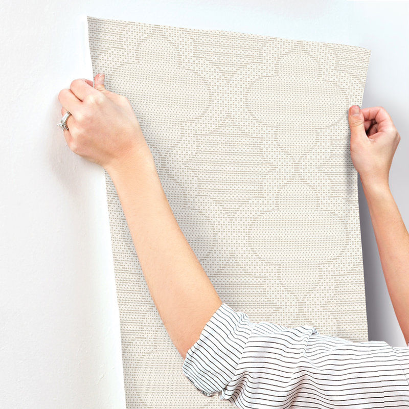 Ernest Charcoal Quilted Quatrefoil Wallpaper, Taupe