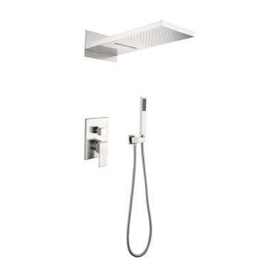 Brushed Nickel Dual Wall Mounted Shower For Relaxing Bathroom Time System With Head