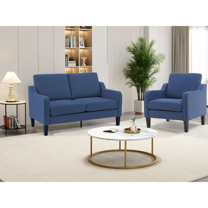 Amaryia Upholstered Armchair, Navy Blue Linen Blend