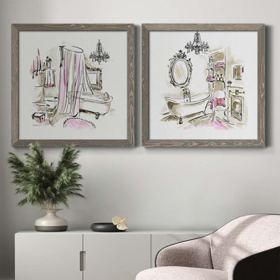 " Pink Opulence I " 2 Piece Art Color Photography Painting