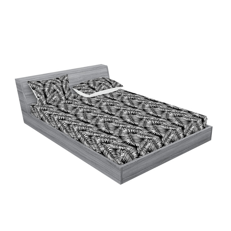 Microfiber Floral Sheet Set, Black, King Sheet Set with 2 Pillowcases