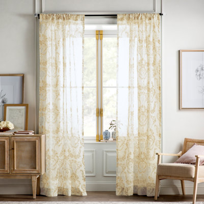 Damask Sheer Single Curtain Panel