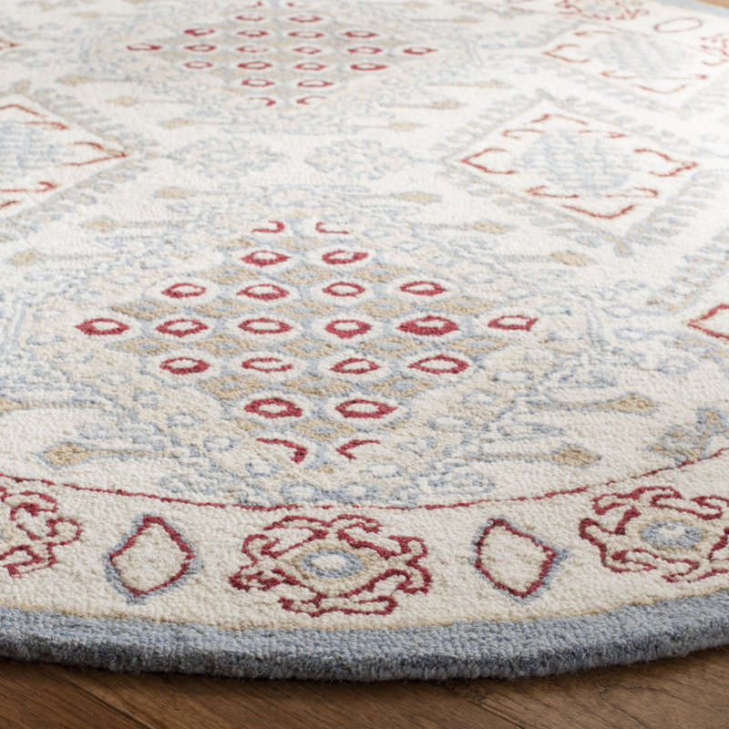 Sebrite Hand Tufted Wool Southwestern Rug, Round 5'