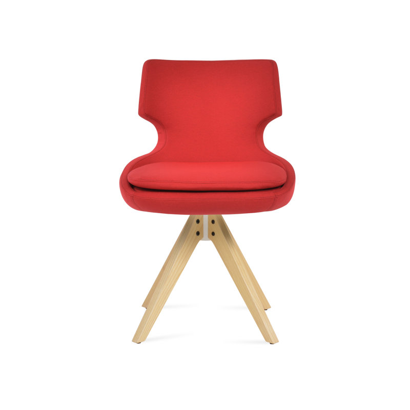 Patara Pyramid Swivel Dining Chair, Red Era Fabric, Walnut