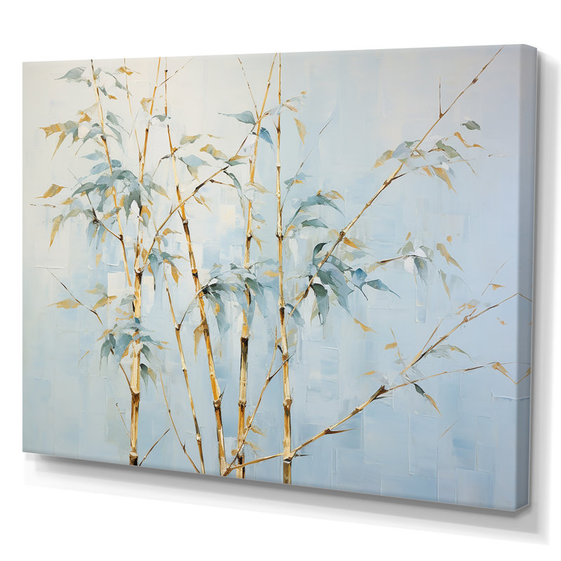 «Blue Zen Moment», art mural en bambou, Toile tendue, H 34 po x l 44 po x P 1,5 po