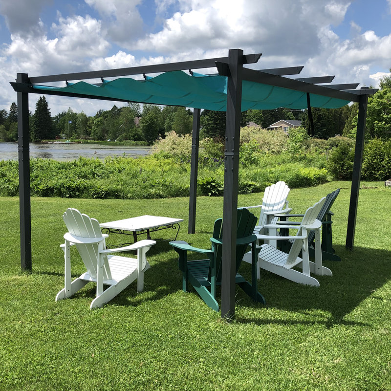 Aluminum Pergola with Canopy, Blue, 8' H x 13' W x 11' D