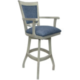 Wala Swivel Upholstered Counter Stool with Solid Wood Frame