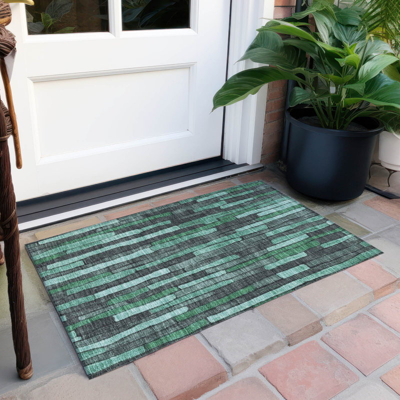 Machine Washable Indoor/Outdoor Christain ACN1307 Sage Rug, Rectangle 1'8" x 2'6"