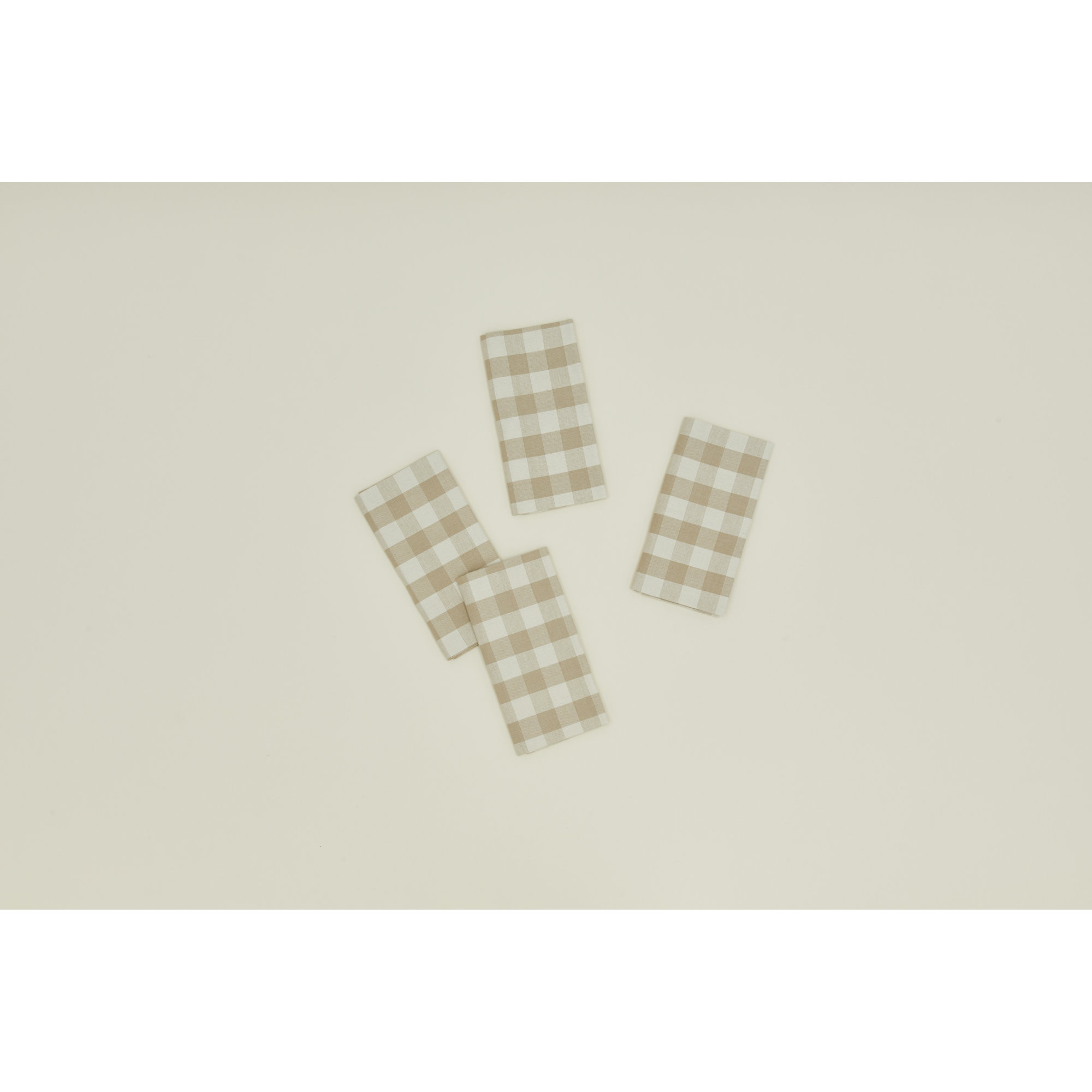 Essential Gingham Dinner Napkins, Ivory/Flax