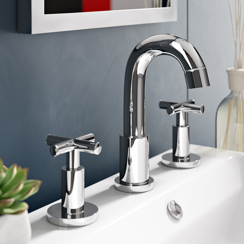 Widespread 2-handle Bathroom Faucet with Drain Assembly, Chrome