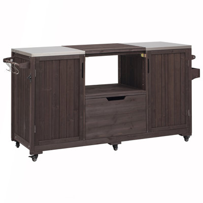 Versatile Outdoor Kitchen Island with Stainless Steel Top and Drawer, Compatible with Large Big Green Egg and Kamado Joe Grills