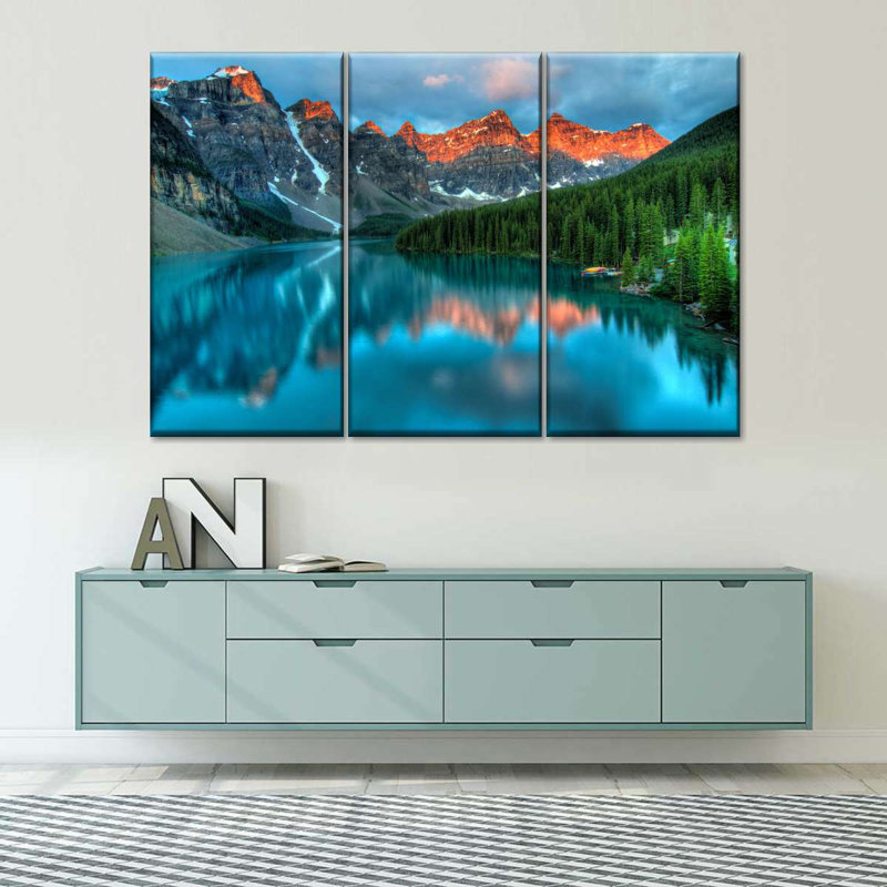 Tranquil Moraine Lake 3 pièces, H 32 po x l 50 po x P 1,25 po