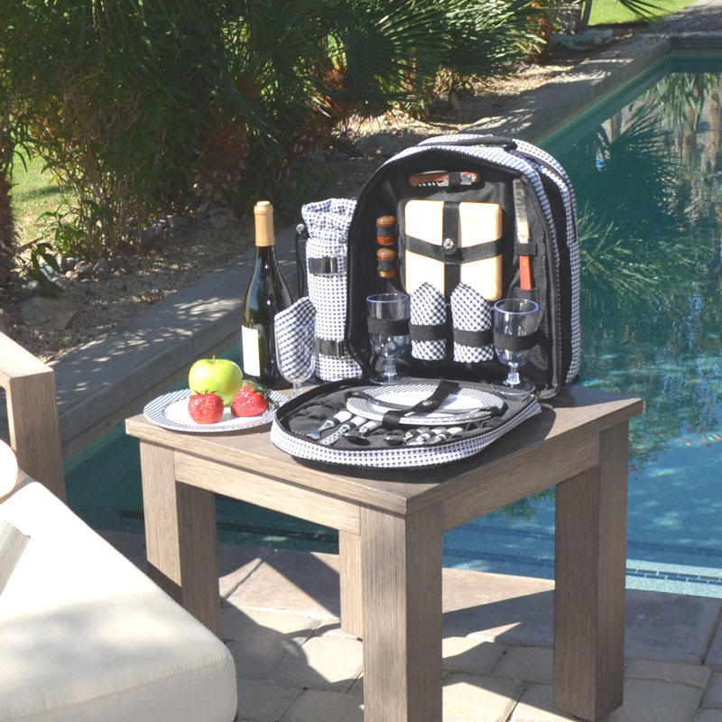 Houndstooth Black and White Picnic Backpack with Cooler