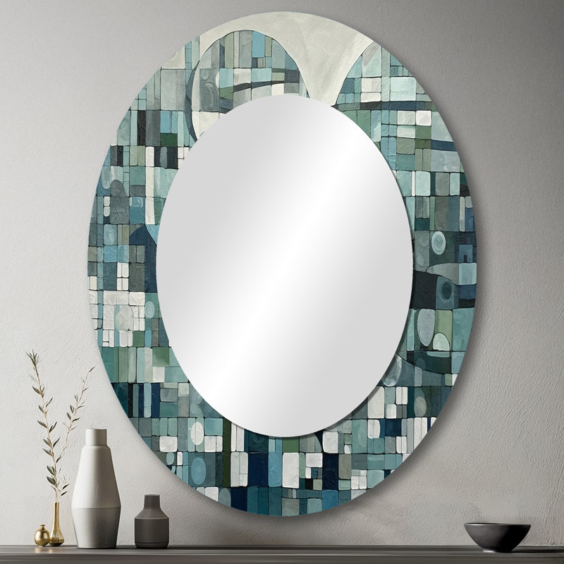 Miroir mural bleu et vert Bohemian Medley, 43 po x 33 po