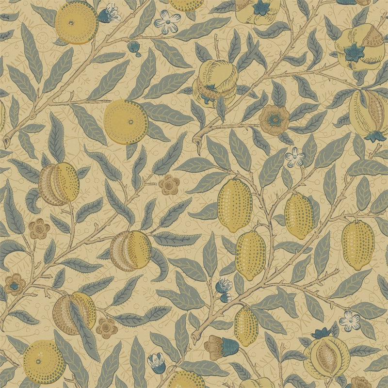 Fruit Wallpaper, Blue/Gold/Brown