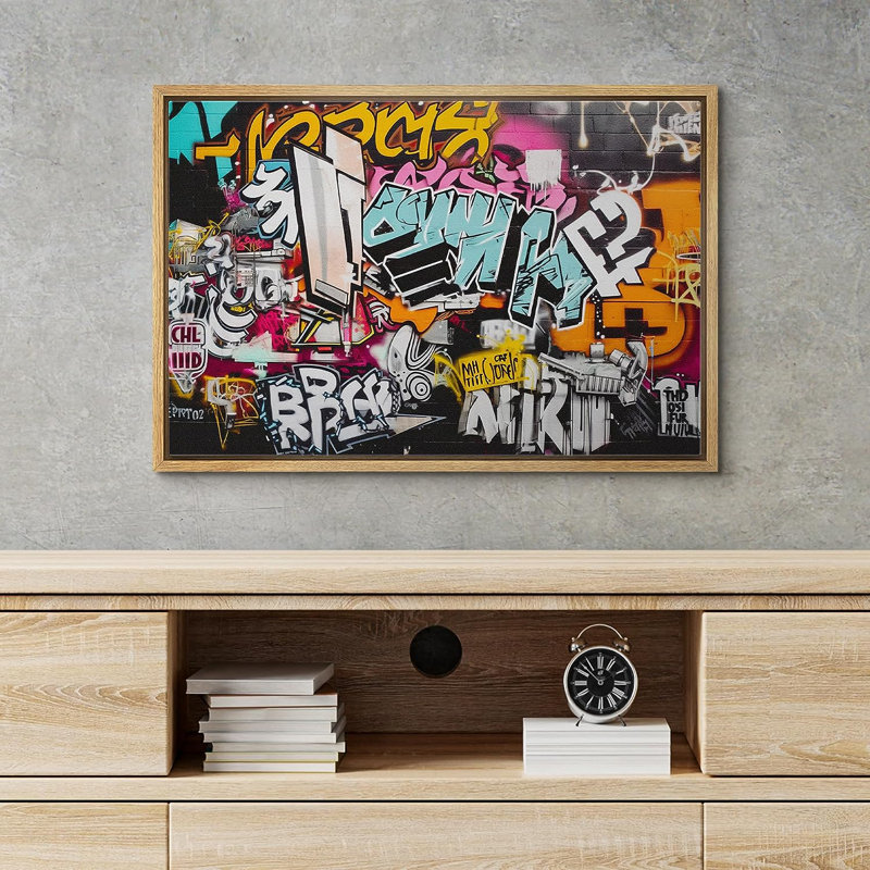 Caricature de noms d'anime sur toile, impression, H 16 po x l 24 po x P 1,5 po, Cadre naturel flottant