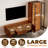 79.5'' Brown Entertainment Center With Bookshelves For 55" TV, Wood Mid-Century Modern Media Console With Solid Wood Legs And Relief Panel TV Stand And 4-Tier Glass Display Bookcase For Living Room Bedroom-357668199