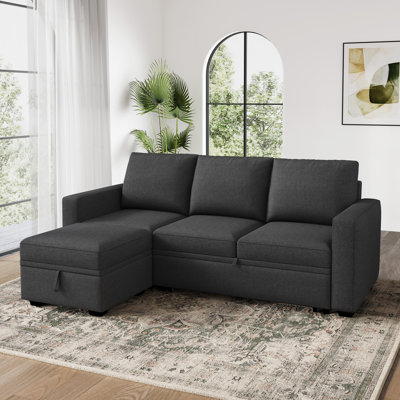 L Shaped Sleeper Sectional Modular Sofa Bed With Storage Ottoman