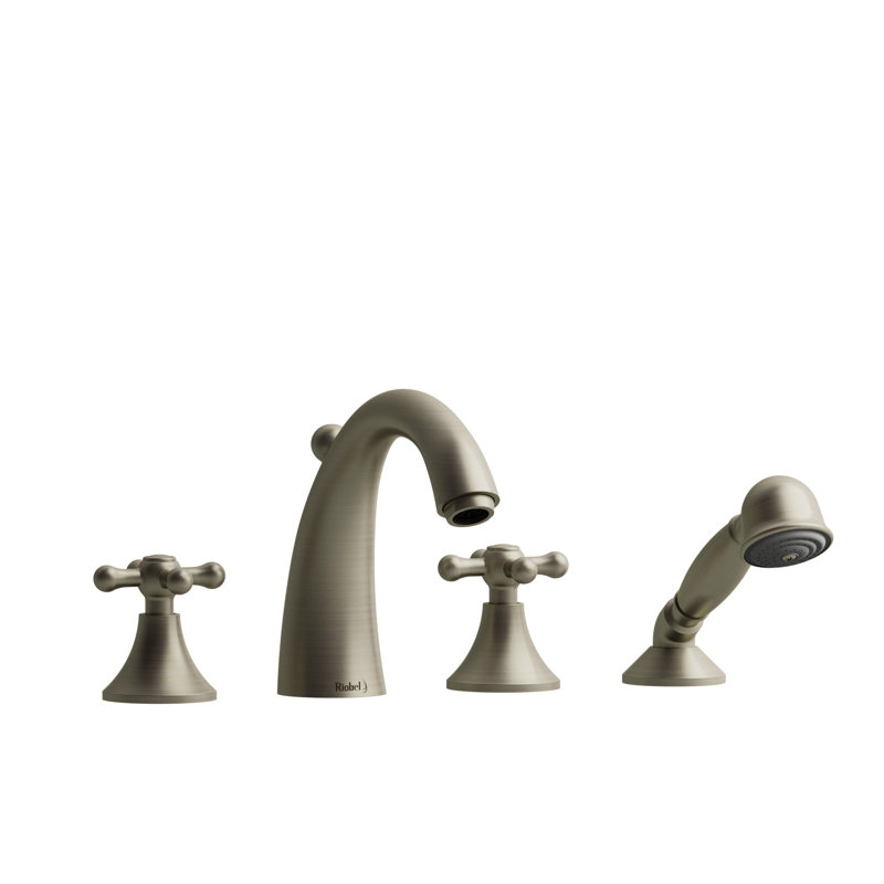 Classic™ 4-Hole Deck Mount Tub Filler, Brushed Nickel, Cross Handle