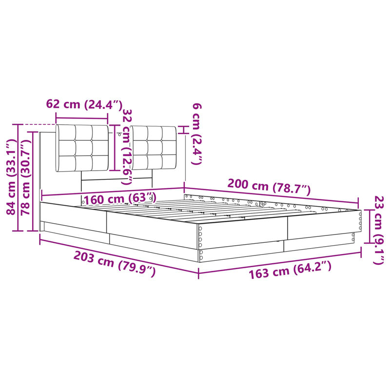 Bed, European Kingsize (160 x 200 cm), Old Wood