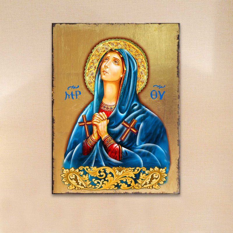 Icône Maria Magdalena - Peinture sur bois, L 9 po x H 12 po