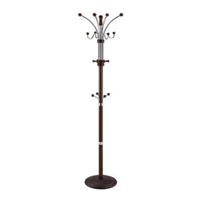 Porte-manteau en bois de 185 cm de hauteur - Multicolore, construction stable, diamètre 56 cm, idéal pour ranger manteaux, vestes, accessoires, chapeaux et foulards.