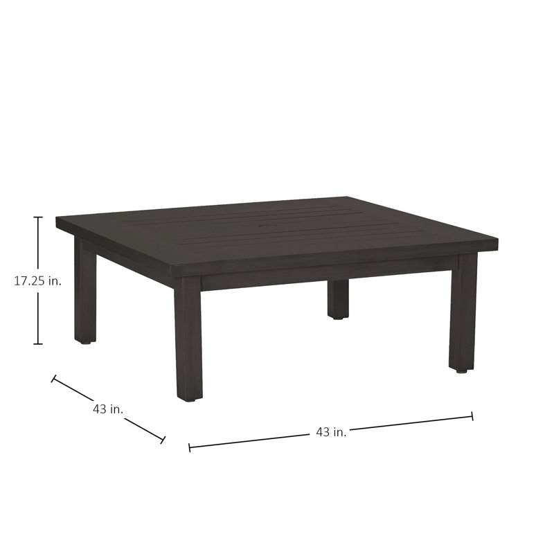Club Aluminum Square Coffee Table - Slate Gray, Slate Gray